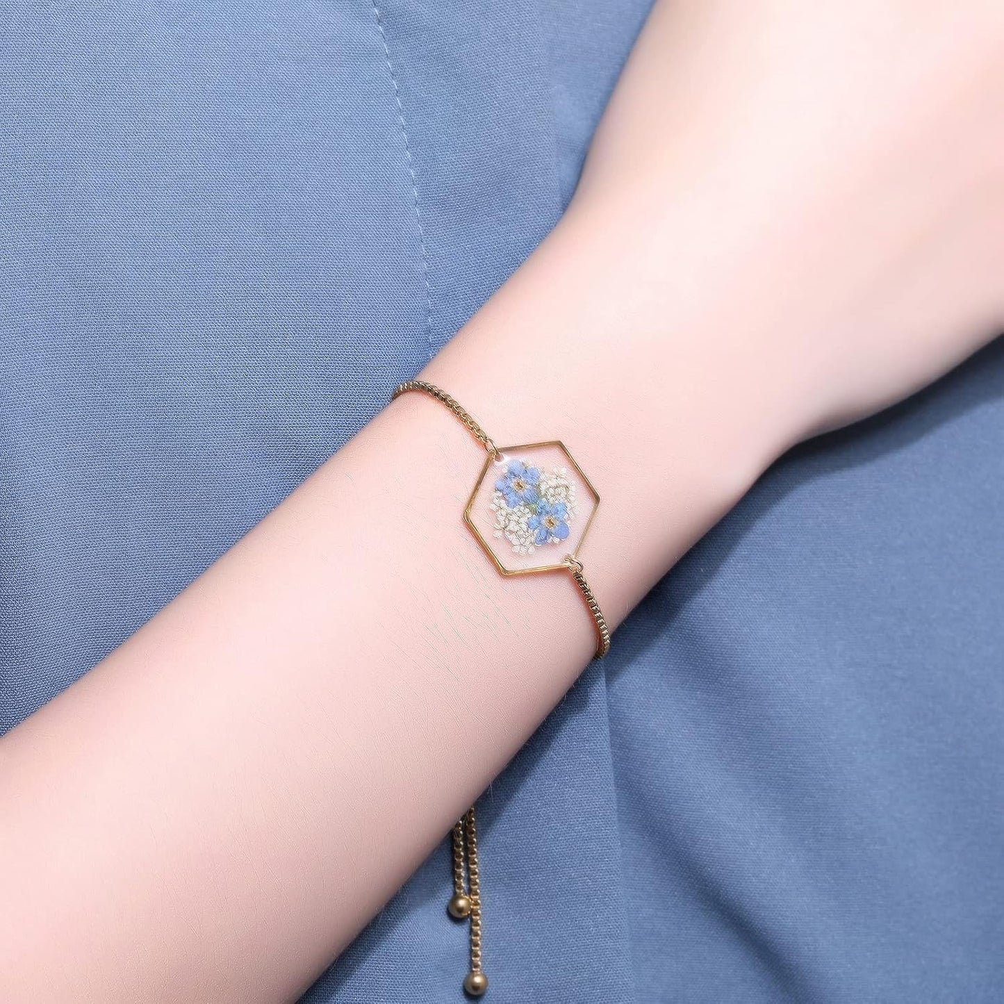 Pressed Wildflower Bracelet | Pressed Flower Bracelet | Gold/Silver Pressed Flower Jewelry | Personalized Handmade Jewelry