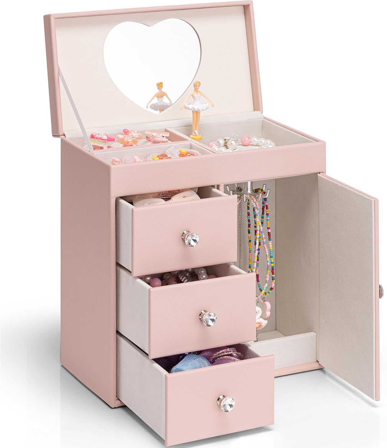 Musical Jewelry Box Girls, with Ballerina for Birthday Bedroom Decor, 4 Layer Girl Jewelry Gifts