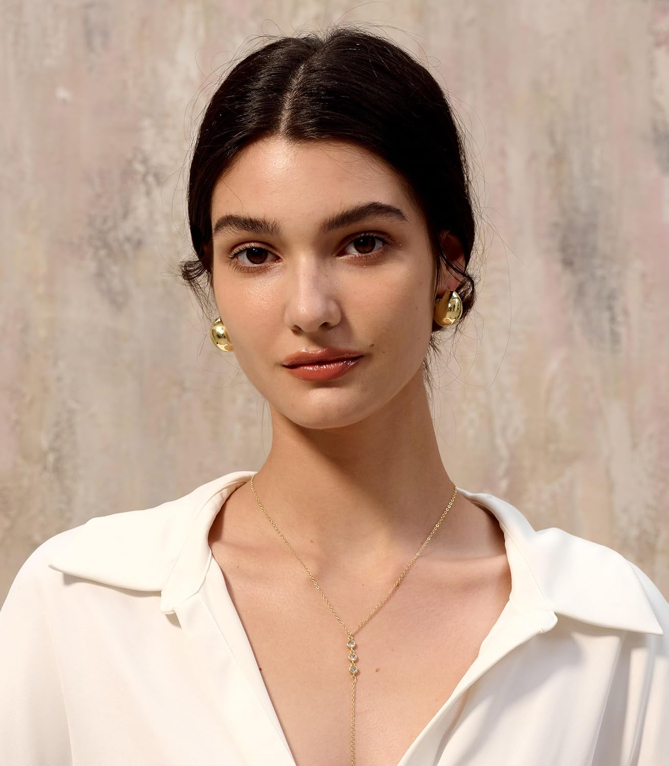 Chunky Gold Hoop Earrings for Women, 14k Gold Plated Thick Triple Hoop Earrings Hypoallergenic Trendy Chunky Gold Hoops