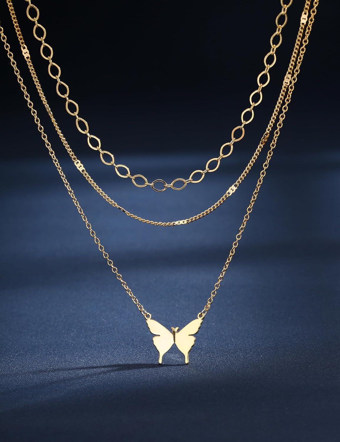 3Pcs Gold Layered Necklace Set for Women - Paperclip & Pearl Choker, Non-Tarnish