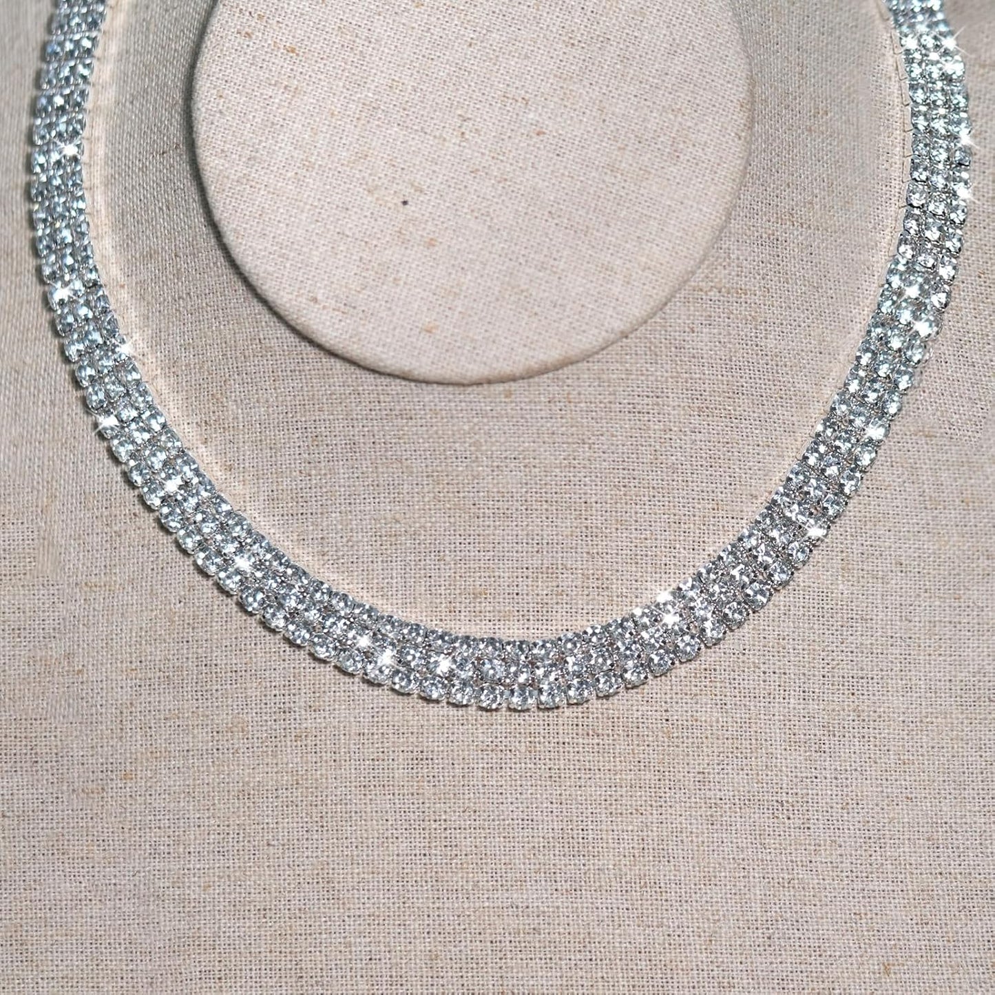 Silver Rhinestone Choker Necklace for Women, Sparkly Crystal Diamond Choker for Party Prom Wedding Jewelry Accessories