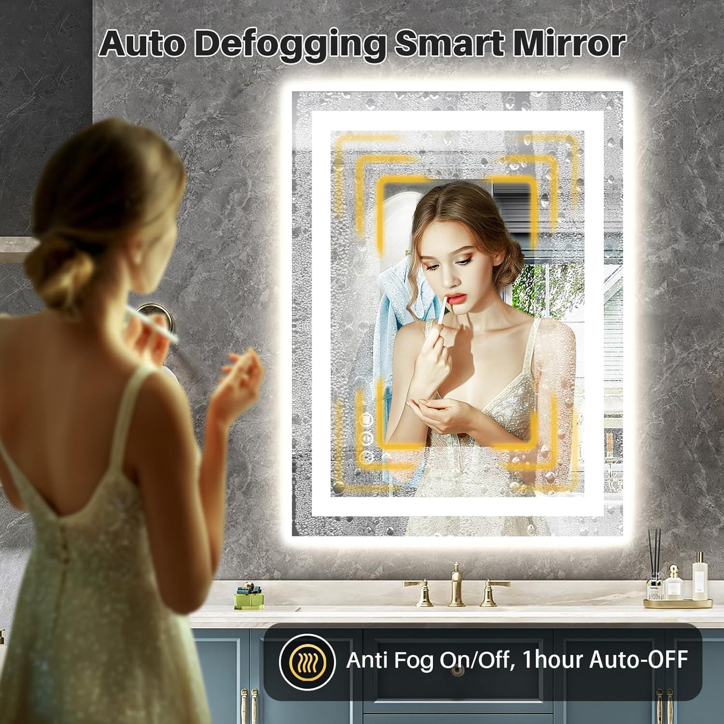 24x32 Inch LED Bathroom Mirror with Lights, Anti-Fog Lighted Bathroom Vanity Mirror for Wall