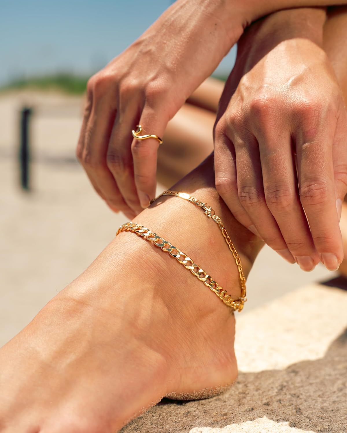 Gold  Flat Marina Elephant Anklet For Women