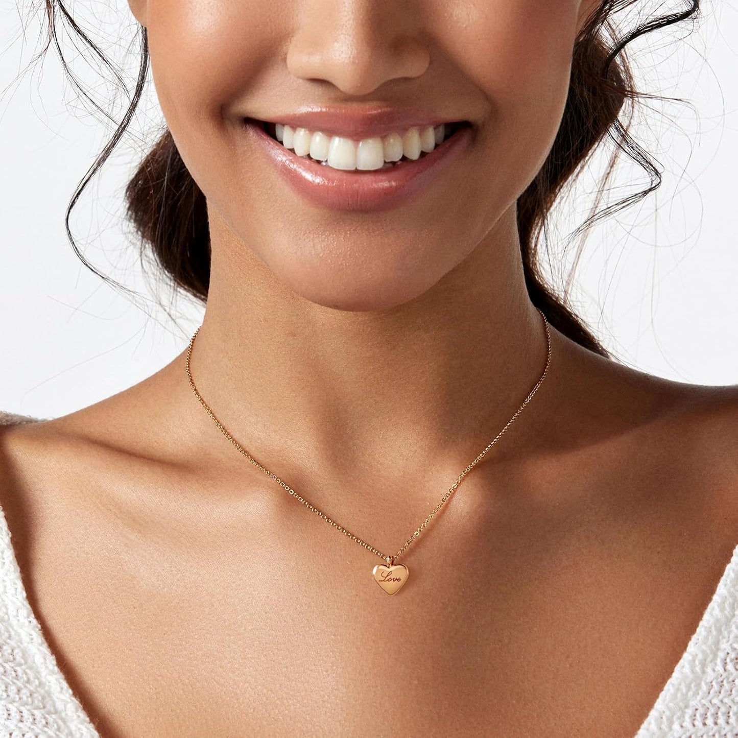 Heart Necklace: 18K Gold/Silver Plated Tiny Pendant, Dainty Valentine's Gift For Women & Teens