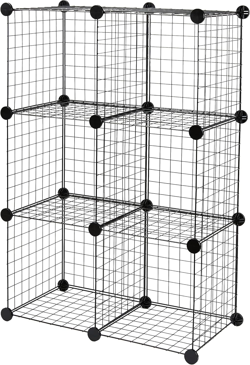 6 Cube Wire Grid Stackable Storage Shelves, 12.6 x 26 x 38 inches, White