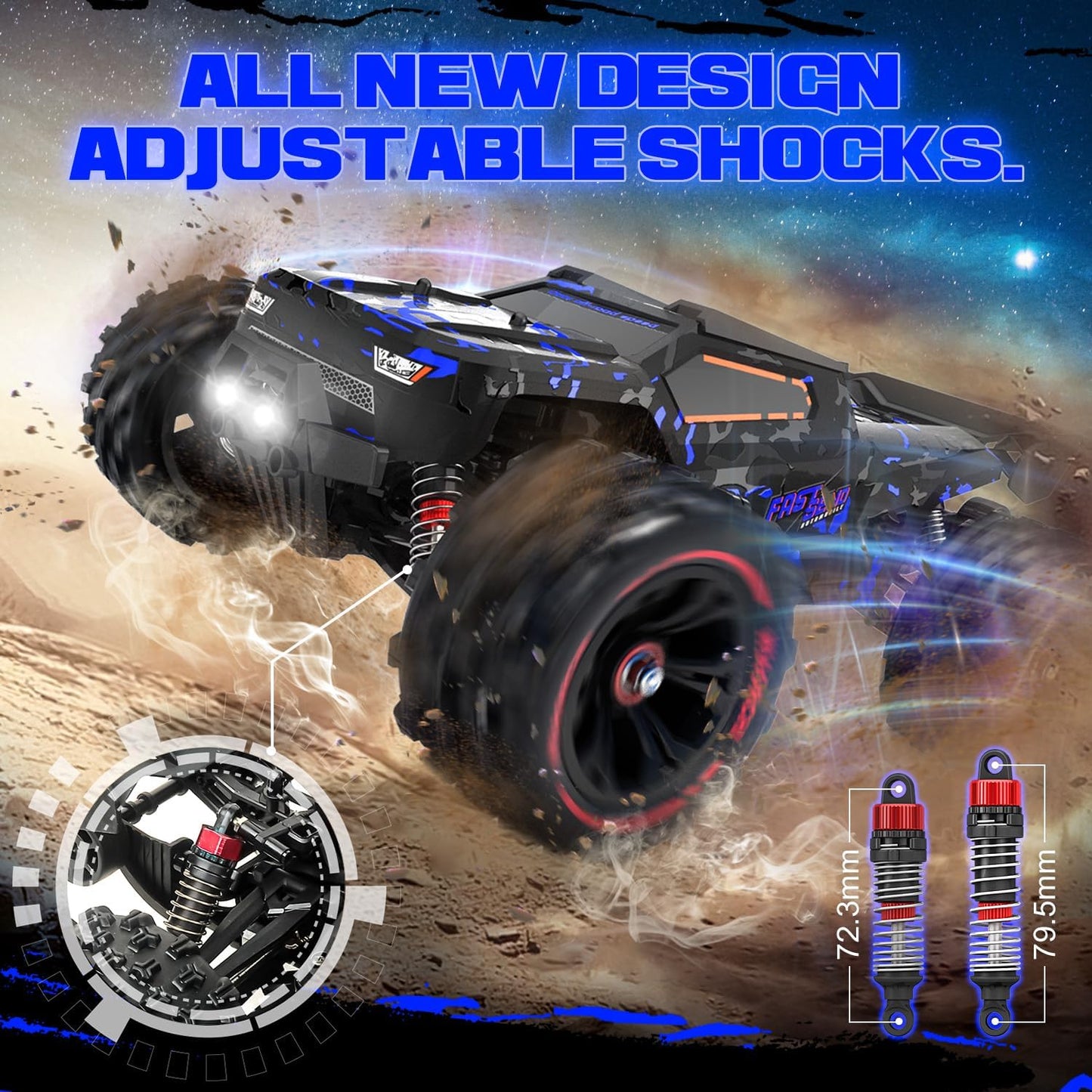 OMOMMD 1:14 Scale RC Cars for Adults, 60KPH High Speed RC Truggy, 4X4 Off-Road Remote Control Truck, Waterproof Electric Car with 2S Battery, All Terrain RC Vehicle for Snow, Sand, Beach & Rocky Surfaces