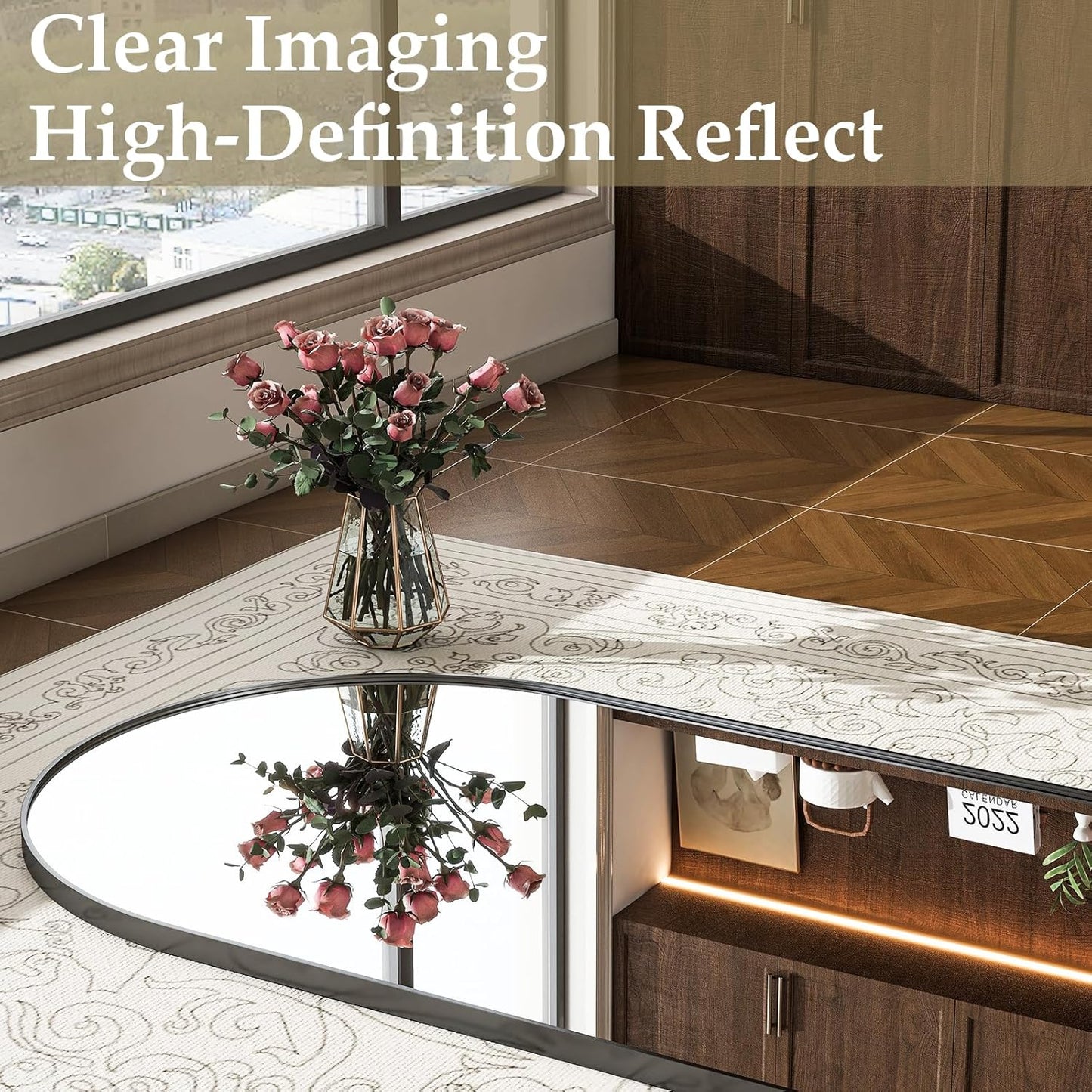 57" x 20" Arched Full Length Mirror - Wall Mounted/Floor Mirror Aluminum Alloy Frame Full