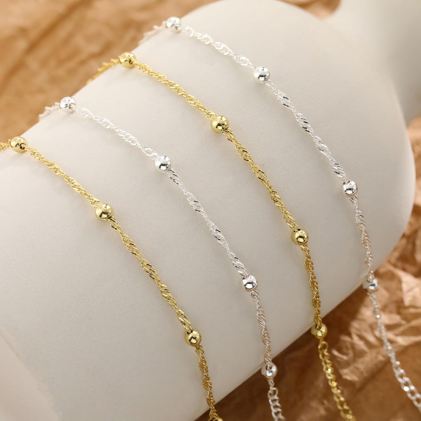 Gold Bracelets for Women Trendy 14K Gold Plated Bracelet for Women Non Tarnish Dainty Stackable Layered