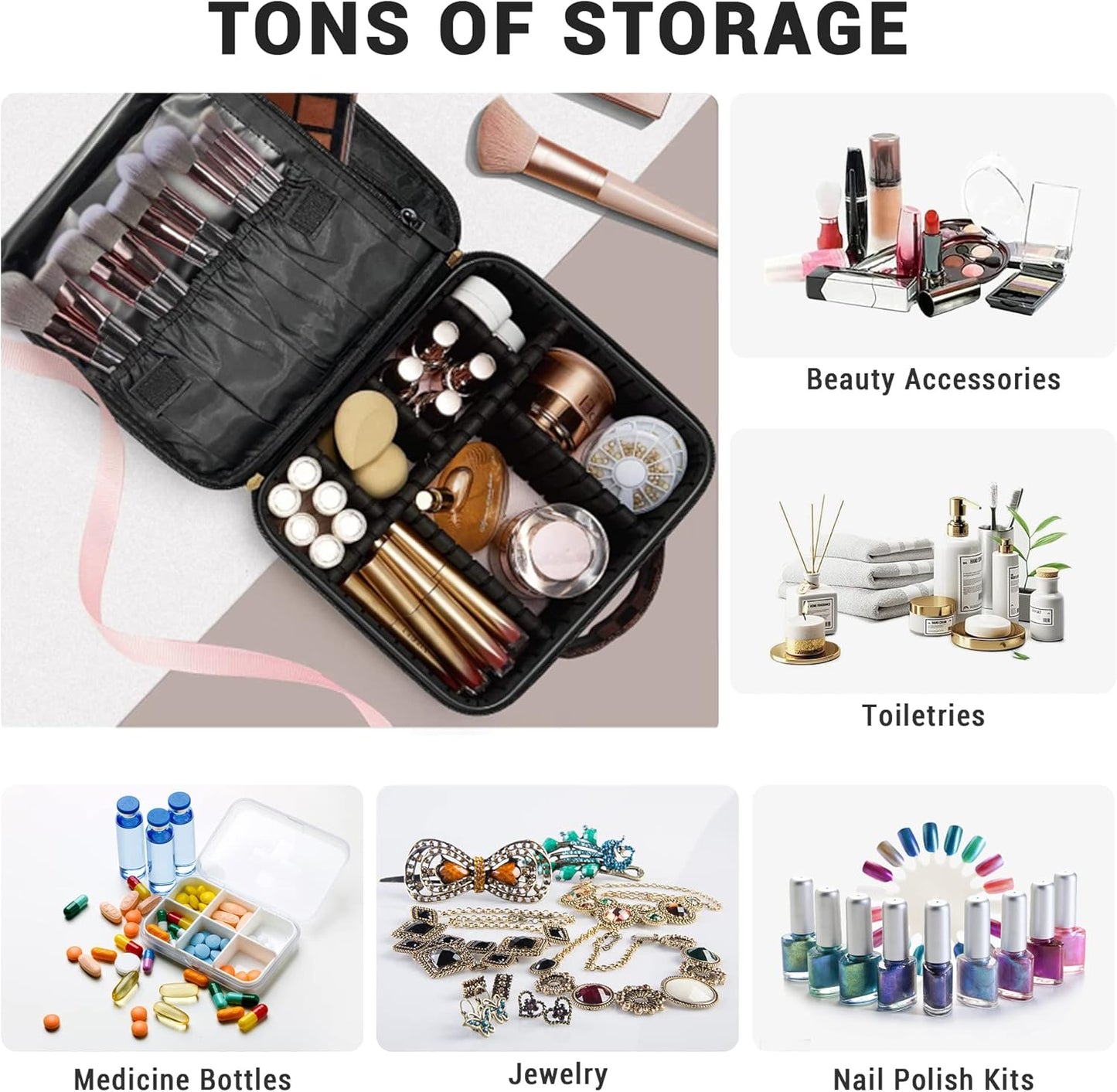 Checkered Makeup Bag, with Adjustable Partition, Cosmetic Bags for Women Toiletry Travel