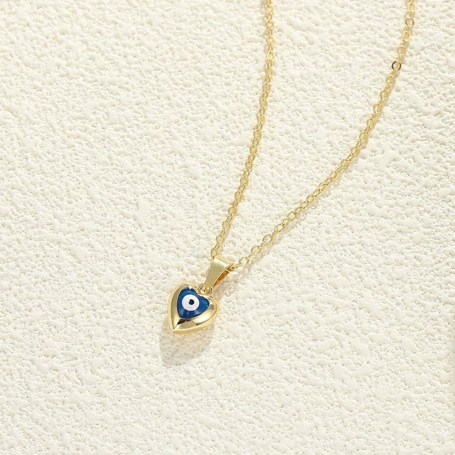 Evil Eye Necklace: 14K Gold Plated Blue CZ Diamond Boho Pendant for Women, Protection Gift