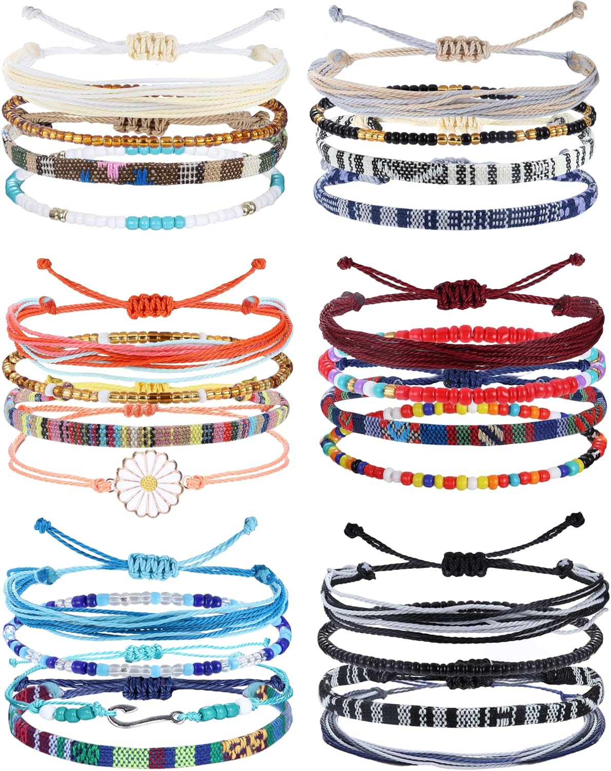 24 count  String Bracelets for Women Bracelet String Ocean Beach Boho Bracelets Anklets