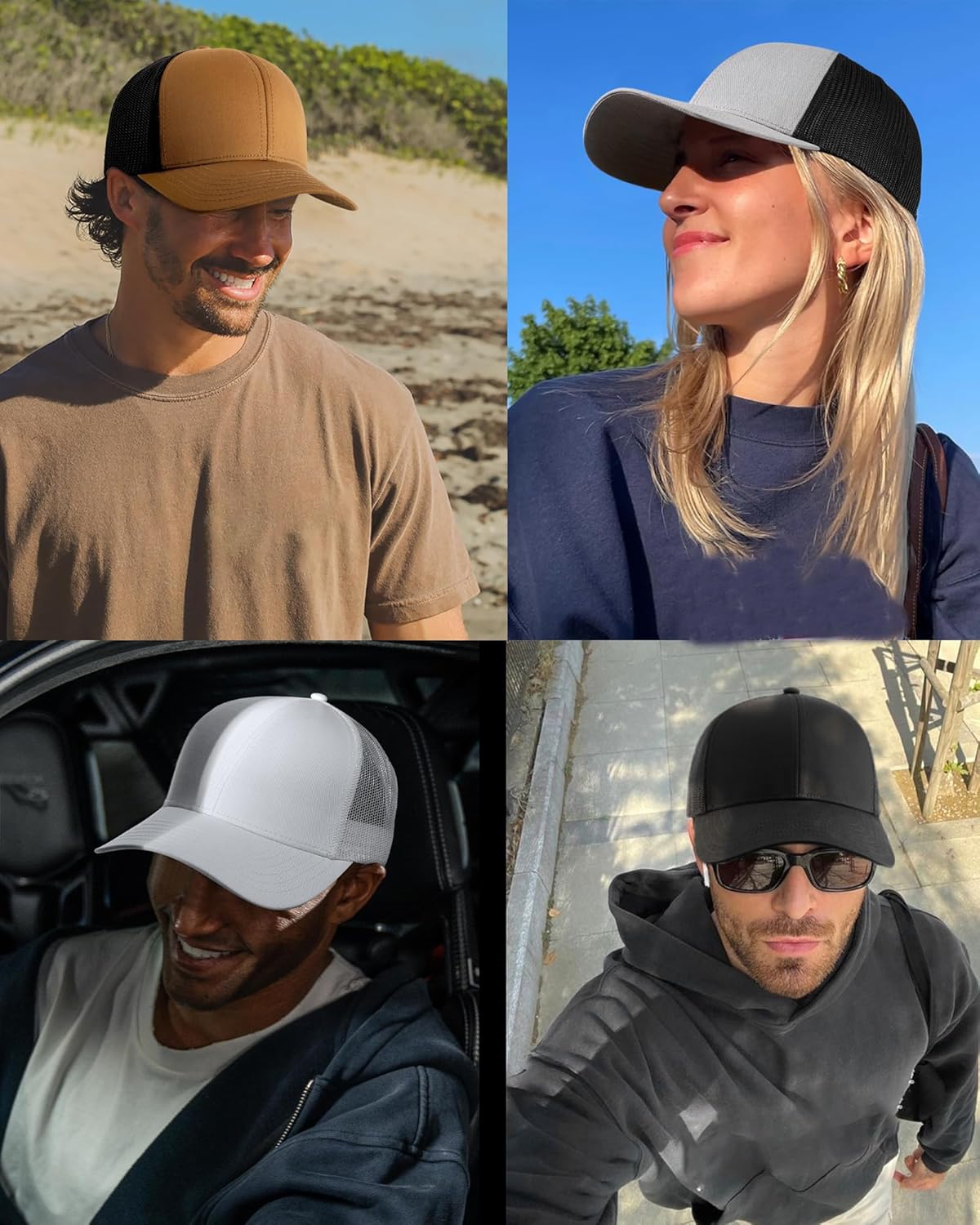 Mens Trucker Hat Structured Mesh Baseball Cap Adjustable Classic Mens Hat