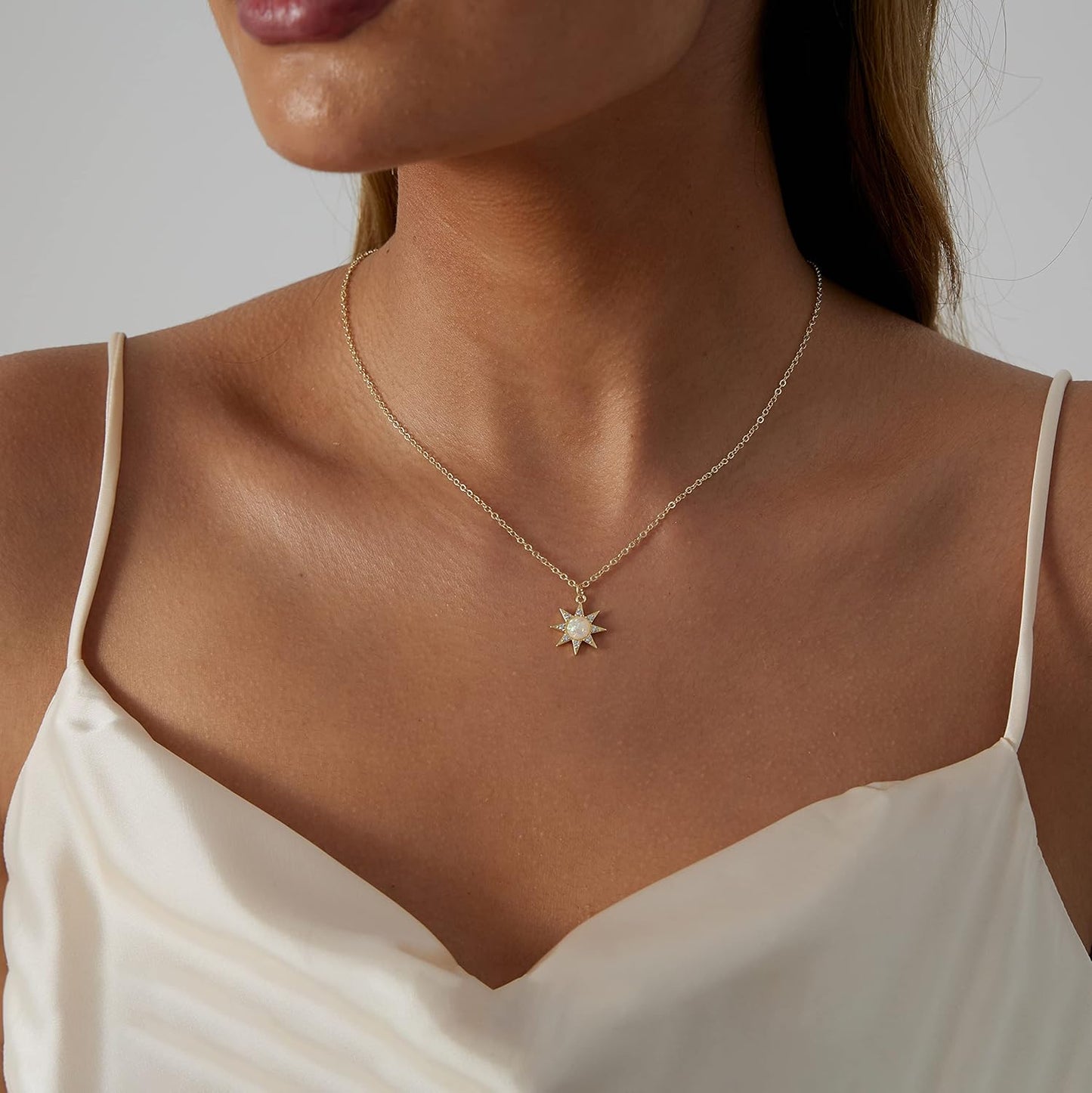 Evil Eye Necklace: 14K Gold Plated Blue CZ Diamond Boho Pendant for Women, Protection Gift