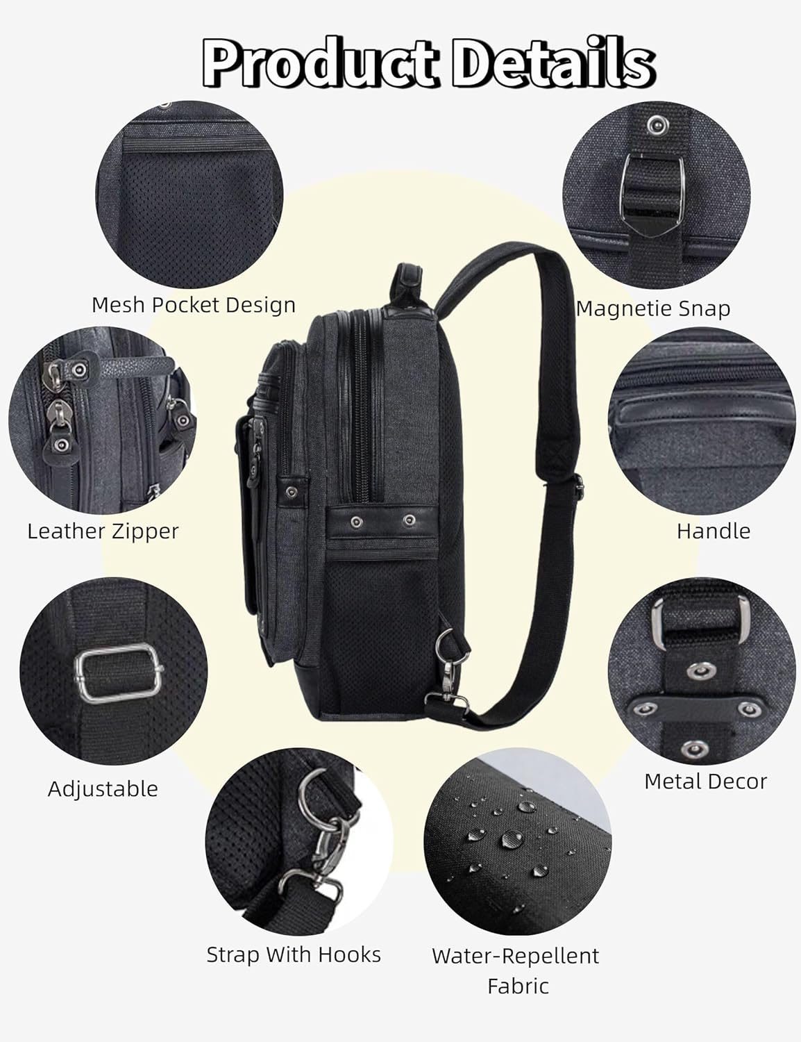 Messenger Bag for Men Canvas Sling Bag Crossbody  Laptop Shoulder Bag Hiking Daypacks Casual