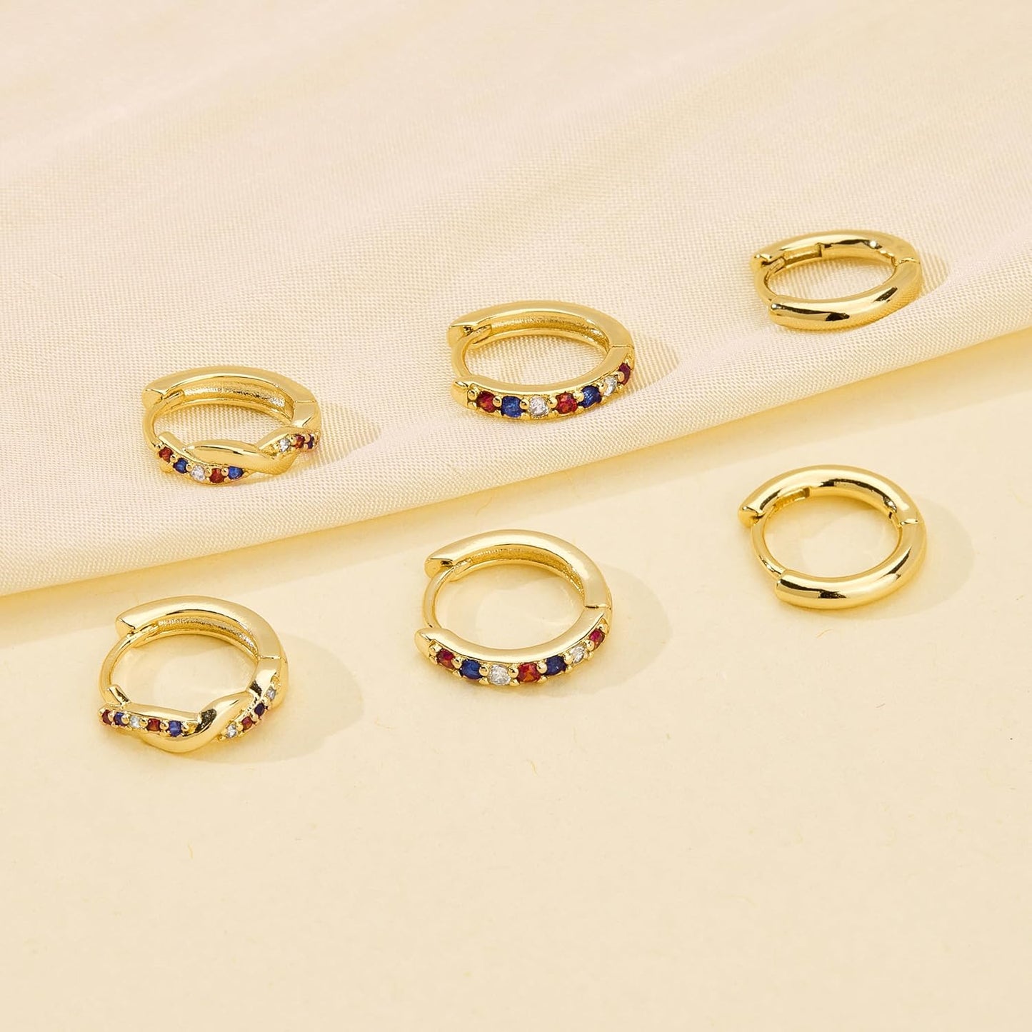 Inerney Gold Huggie Hoop Earrings Set for Women, Dainty Small Sterling Silver Earring Stacks Hypoallergenic Jewelry for Multiple Piercings