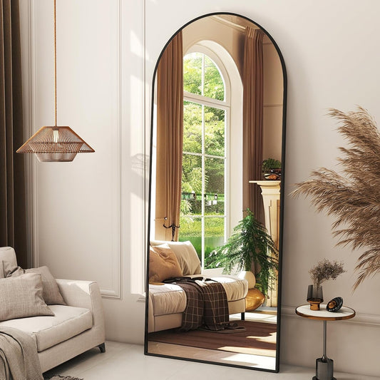 56"x21" Arched Full Length Mirror Floor Mirrors Frame Free-Standing Wall Mounted Floor Mirrors