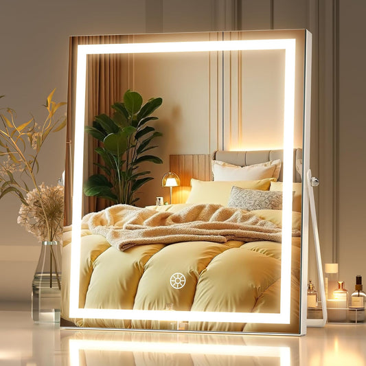 9.8" x 12" LED Makeup Mirror, Light & Brightness Adjustment, Smart Sensor, with 5X Magnifying Glass