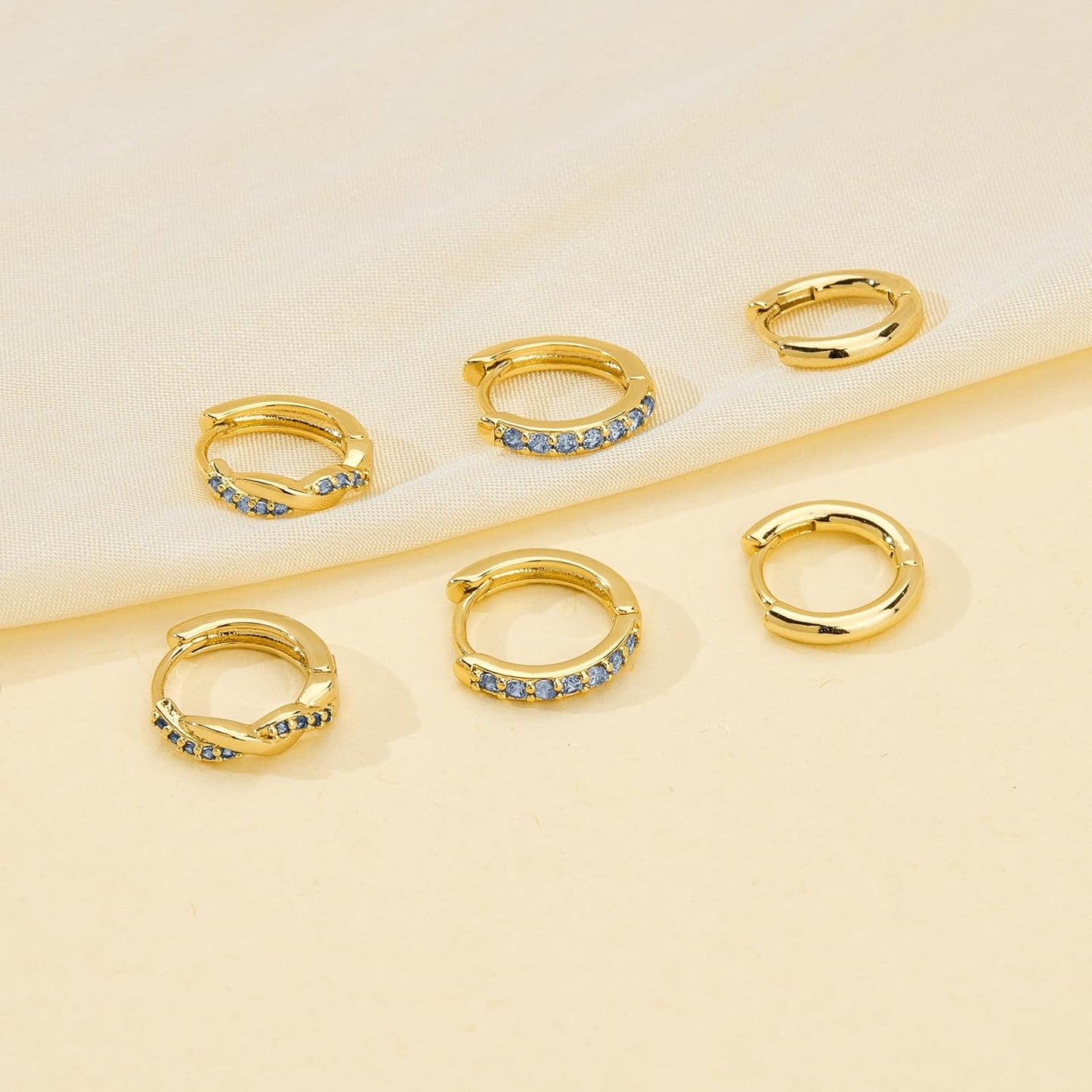Inerney Gold Huggie Hoop Earrings Set for Women, Dainty Small Sterling Silver Earring Stacks Hypoallergenic Jewelry for Multiple Piercings