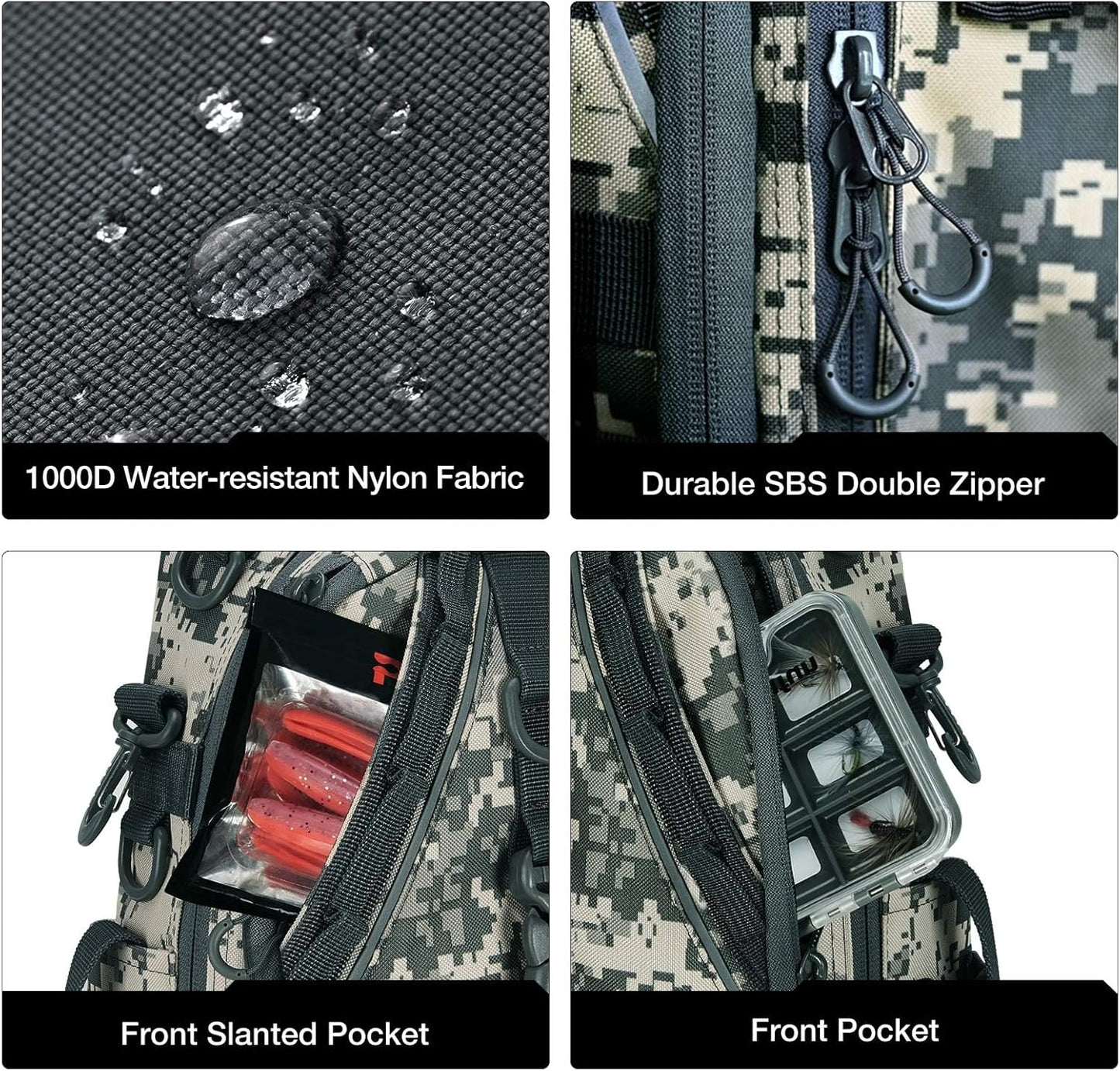 Fishing Backpack with Rod Holder, Lightweight Sling Bag Storge Gear and Equipment
