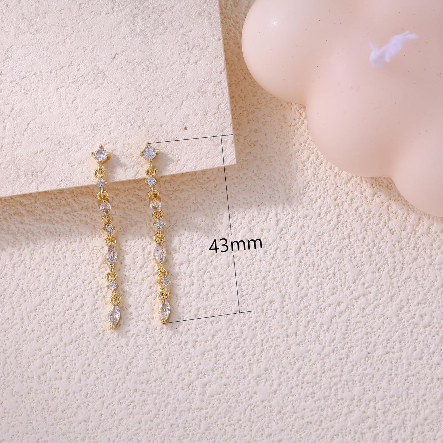 14K Gold Plated Butterfly Dangle Earrings for Women - Dainty, Trendy, CZ Drop Earrings - Simple Long Dangling Jewelry
