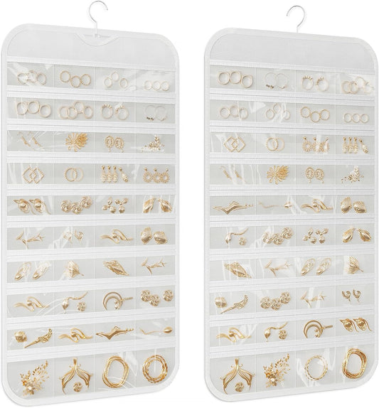 1-Pack Hanging Jewelry Organizer 80-Pocket Dual-sided Jewelry Storage for Earring Necklace Bracelet Ring and more