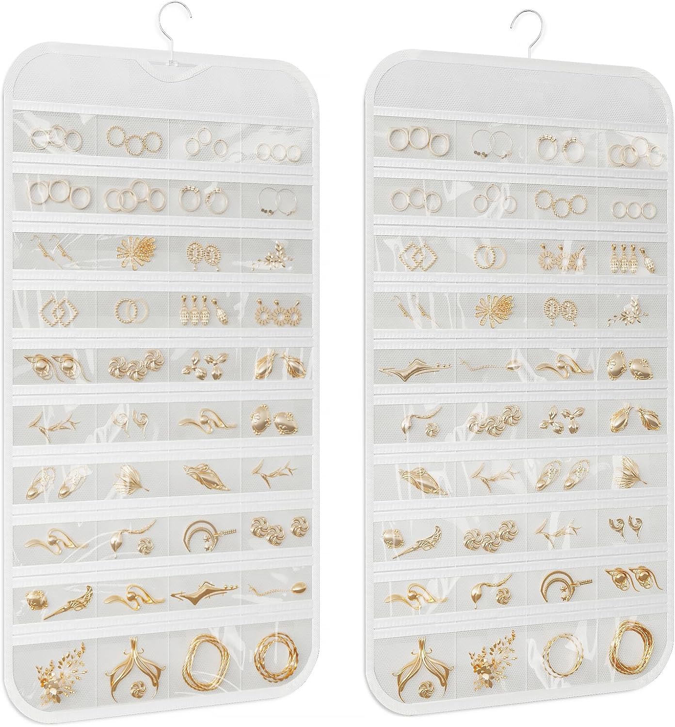 1-Pack Hanging Jewelry Organizer 80-Pocket Dual-sided Jewelry Storage for Earring Necklace Bracelet Ring and more