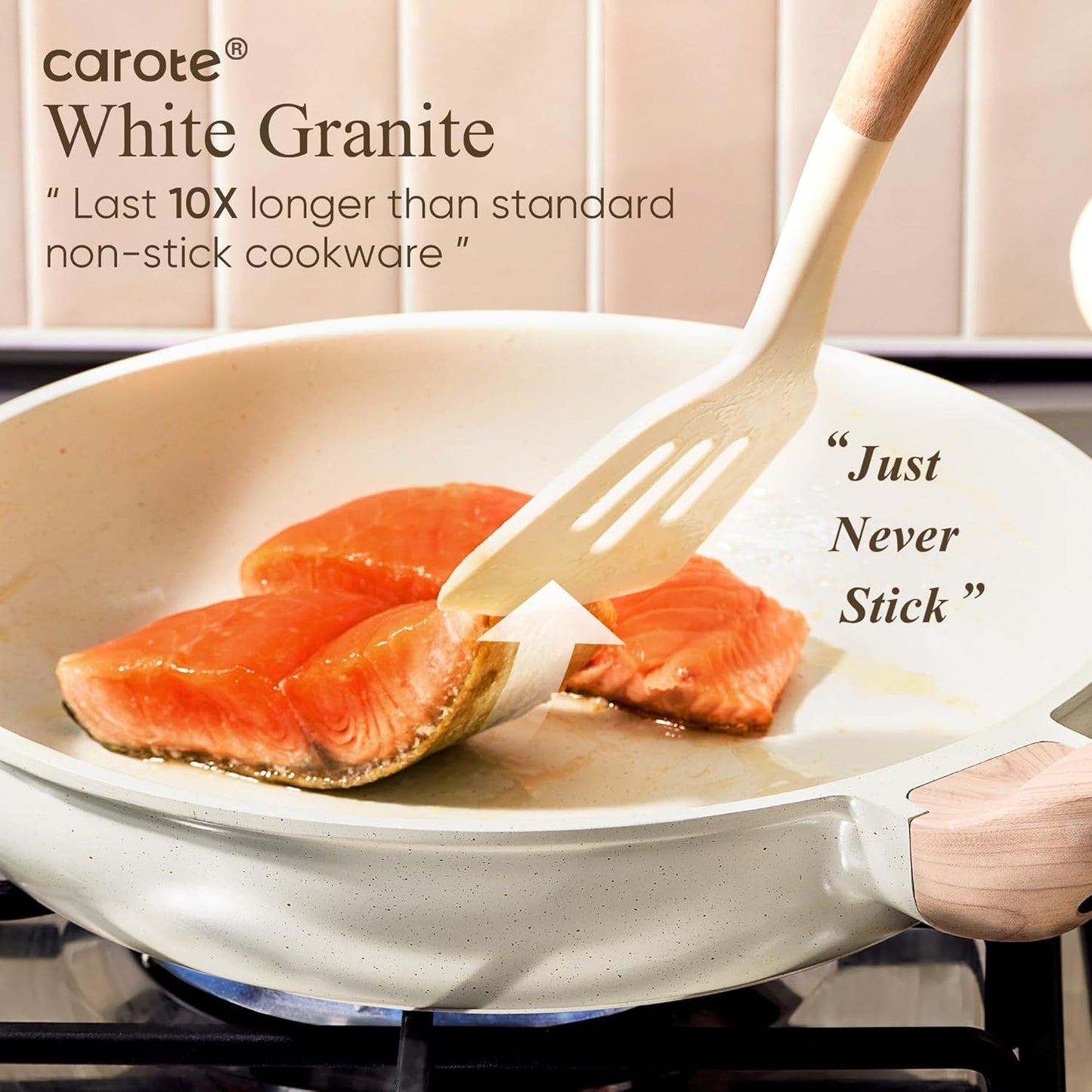 21-Pc White Granite Nonstick Pot and Pan Set for Induction Cooktops