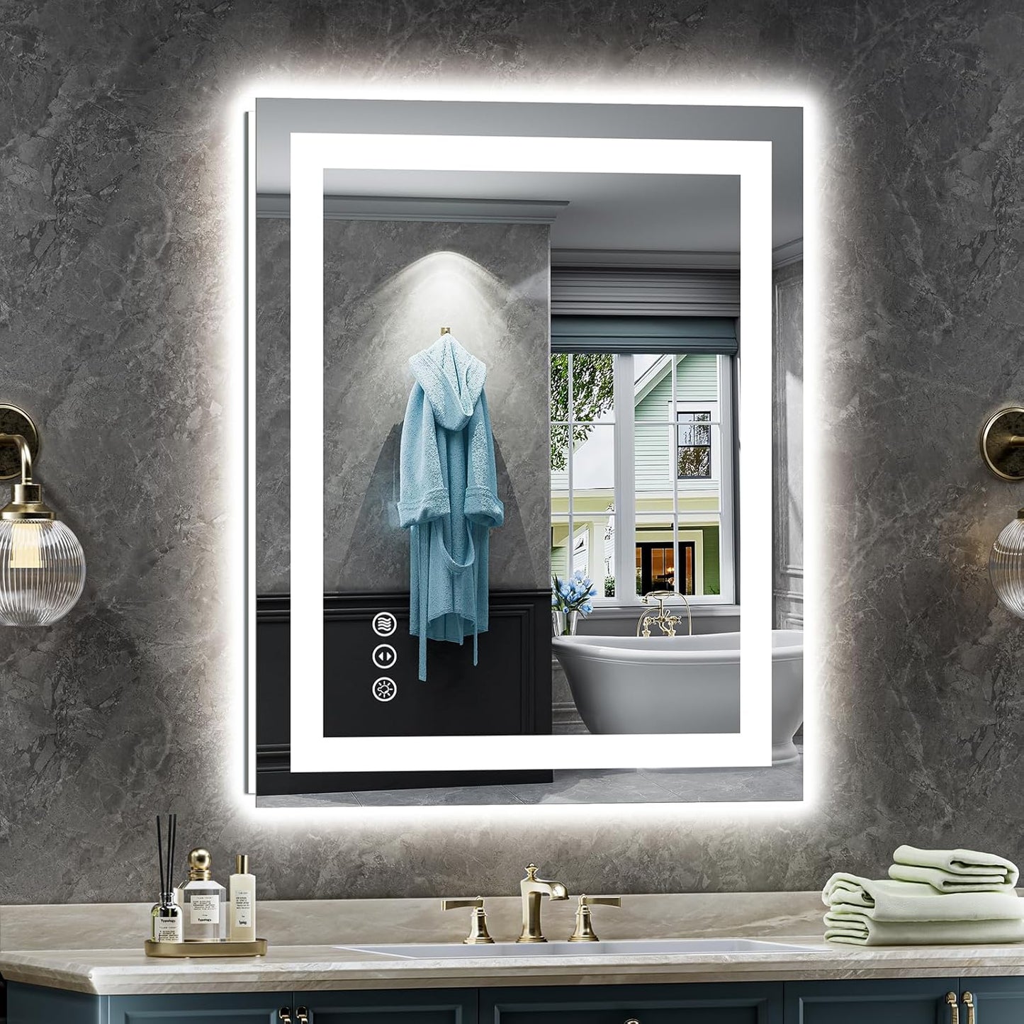 24x32 Inch LED Bathroom Mirror with Lights, Anti-Fog Lighted Bathroom Vanity Mirror for Wall