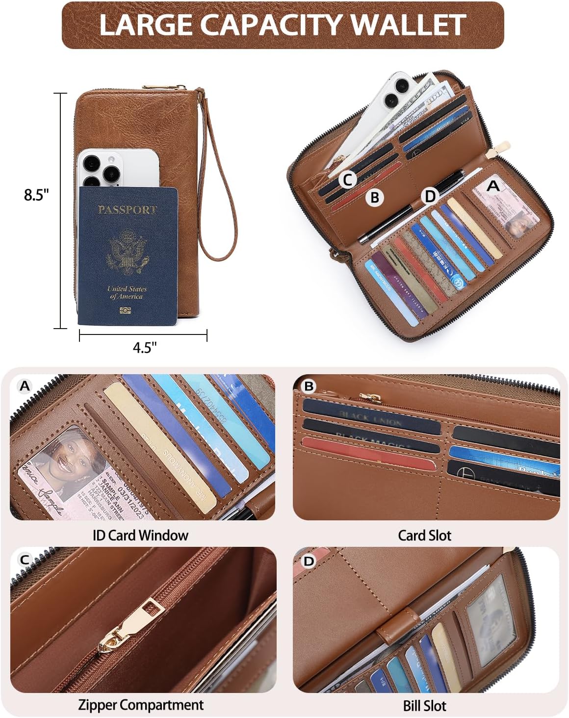 3PCS Crossbody Bags Set Large Leather Purse Shoulder Handbags with Wallet Adjustable Straps