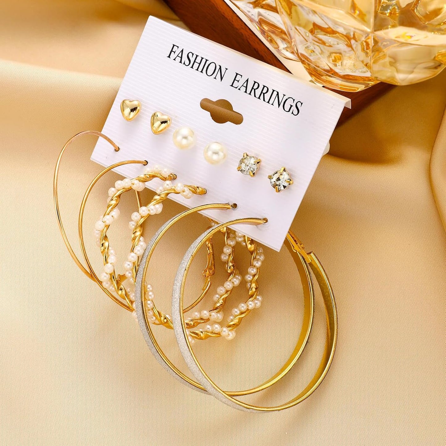 Gold Hoop Earrings Set for Women, 12 Pairs Large/Big Thin Thick Gold Hoops Earrings Loop Pack for Jewelry Gift 40mm/50mm