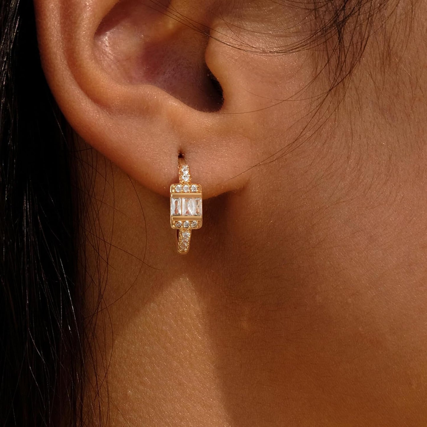 Cubic Zirconia Huggie Earrings 14k Gold Plated Tiny Earrings Small Huggie Hoop Earrings Simple Lightweight Hoops Gift for Women