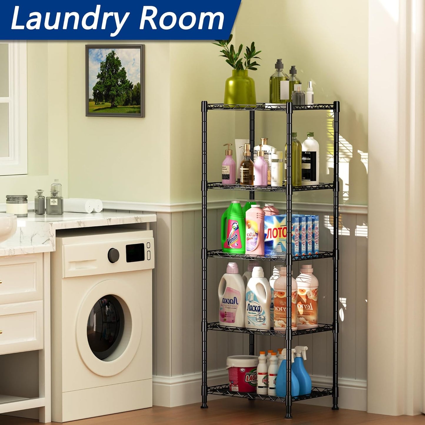 5-Wire Shelving Metal Storage Rack Adjustable Shelves,Standing Storage Shelf Units