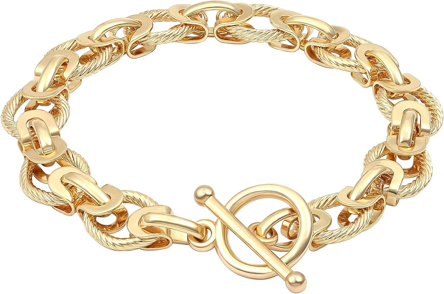 18k Gold Plated Personalized Chunky Cuban Oval Link Chain Bracelets for Men Toggle Rope Bracelet Jewelry for Women