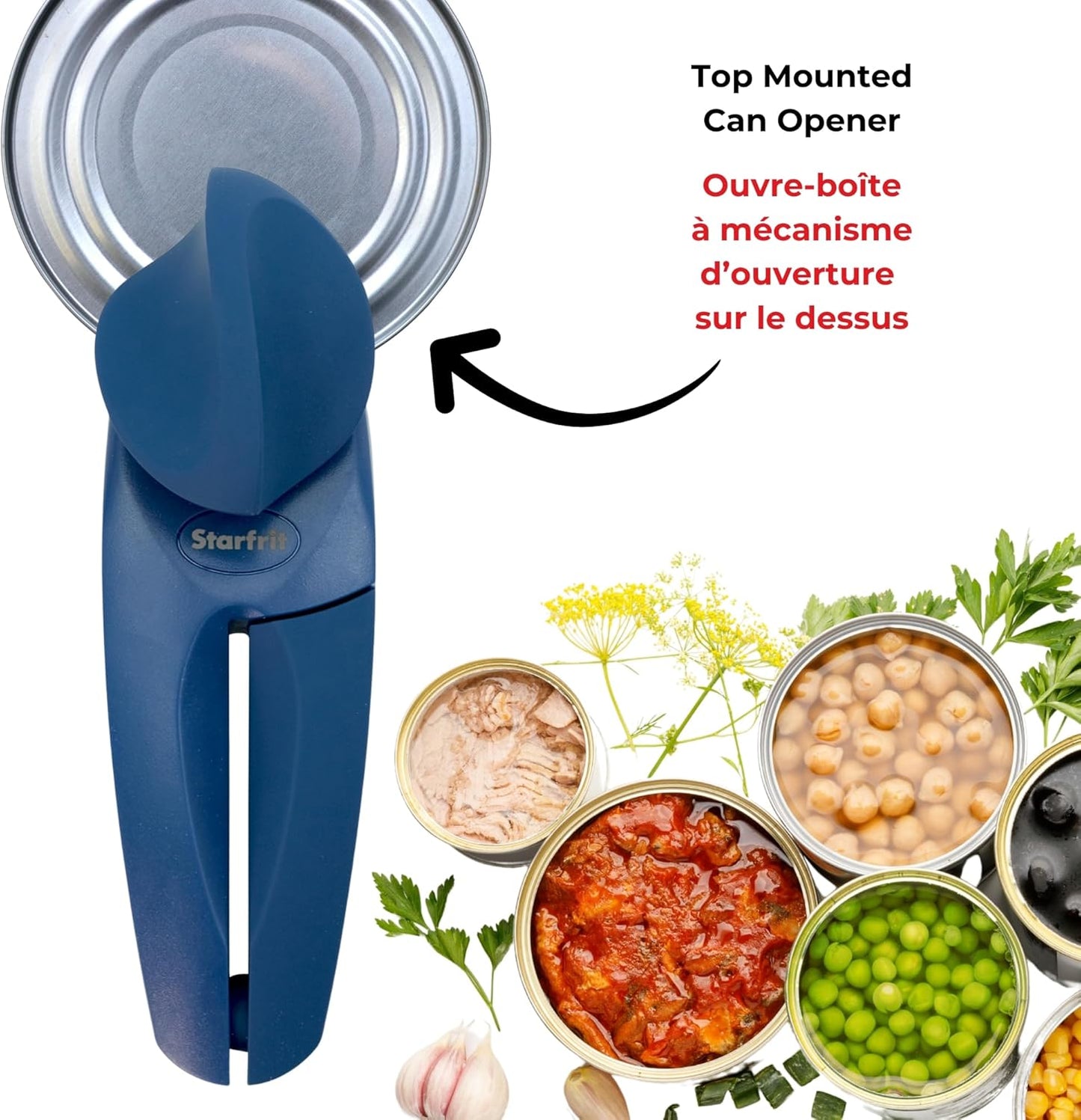 Can Opener - Safe No-Sharp-Edge Design, Holds Lid - Heavy Duty Comfort Grip