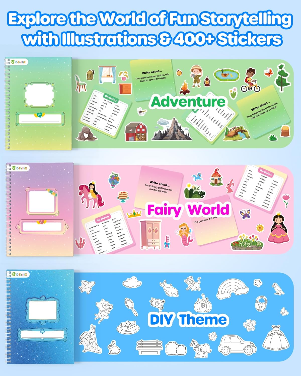 OMOMMD My Storybook Art Kit, Creative Writing & Drawing Activity Set for Boys & Girls, Hardcover Comic Book Making Kit with Stickers, DIY Arts and Crafts Supplies Gifts for Kids Ages 5, 6, 7, 8-12