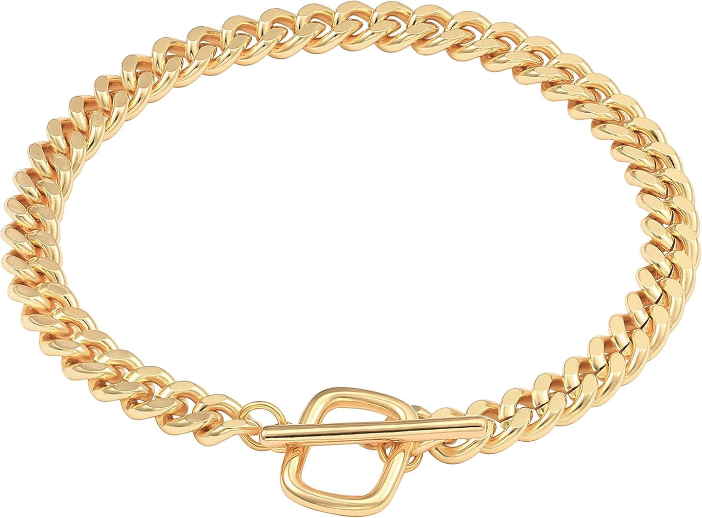 18k Gold Plated Personalized Chunky Cuban Oval Link Chain Bracelets for Men Toggle Rope Bracelet Jewelry for Women
