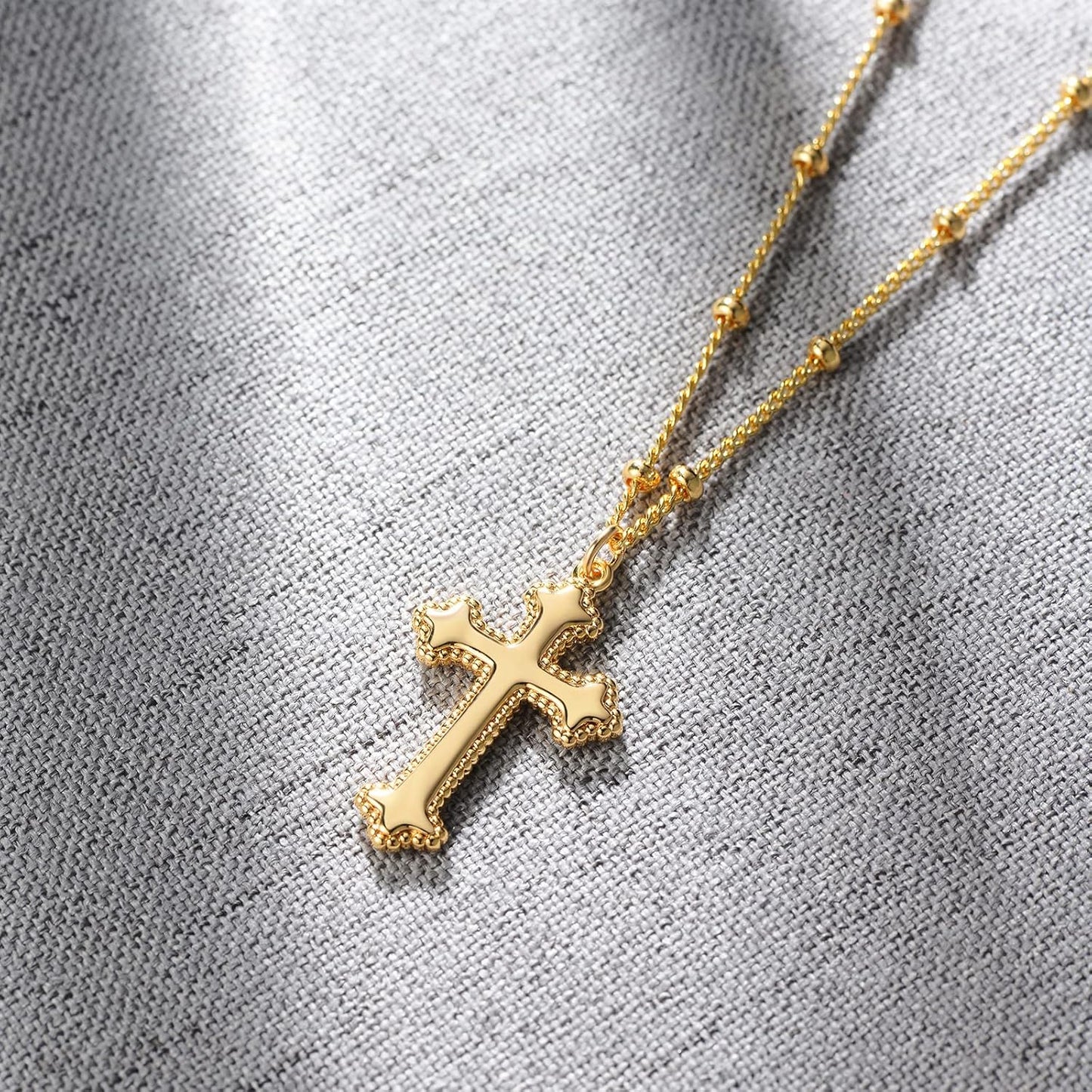 Gold Cross Necklace 14K Gold Plated Dainty Gold Cross Pendant Necklace for Women Delicate Necklace Jewelry