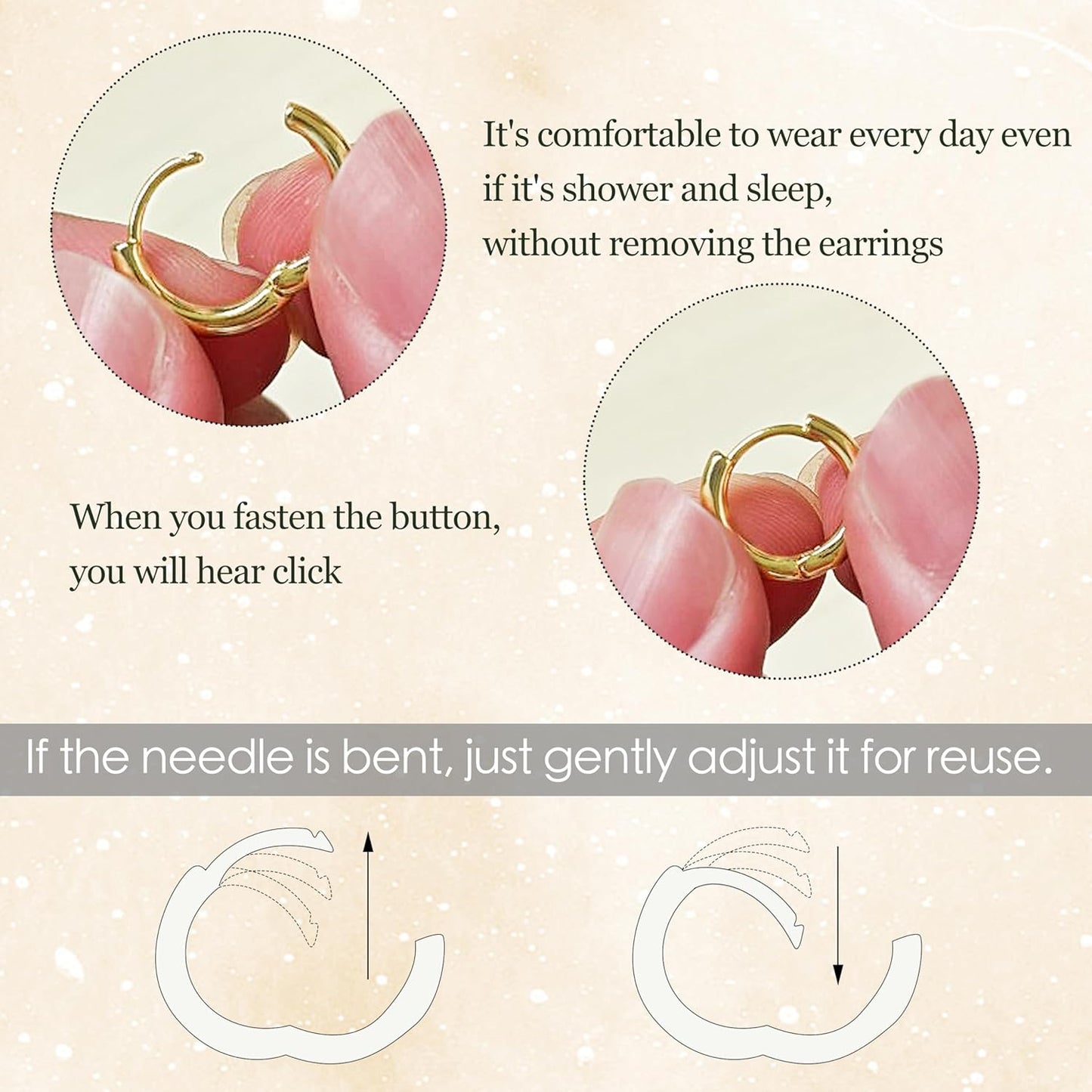 Small Gold Huggie Hoop Earrings Set for Women Men Hypoallergenic 14K Plated Stack Cartilage Earrings, Multiple Piercing