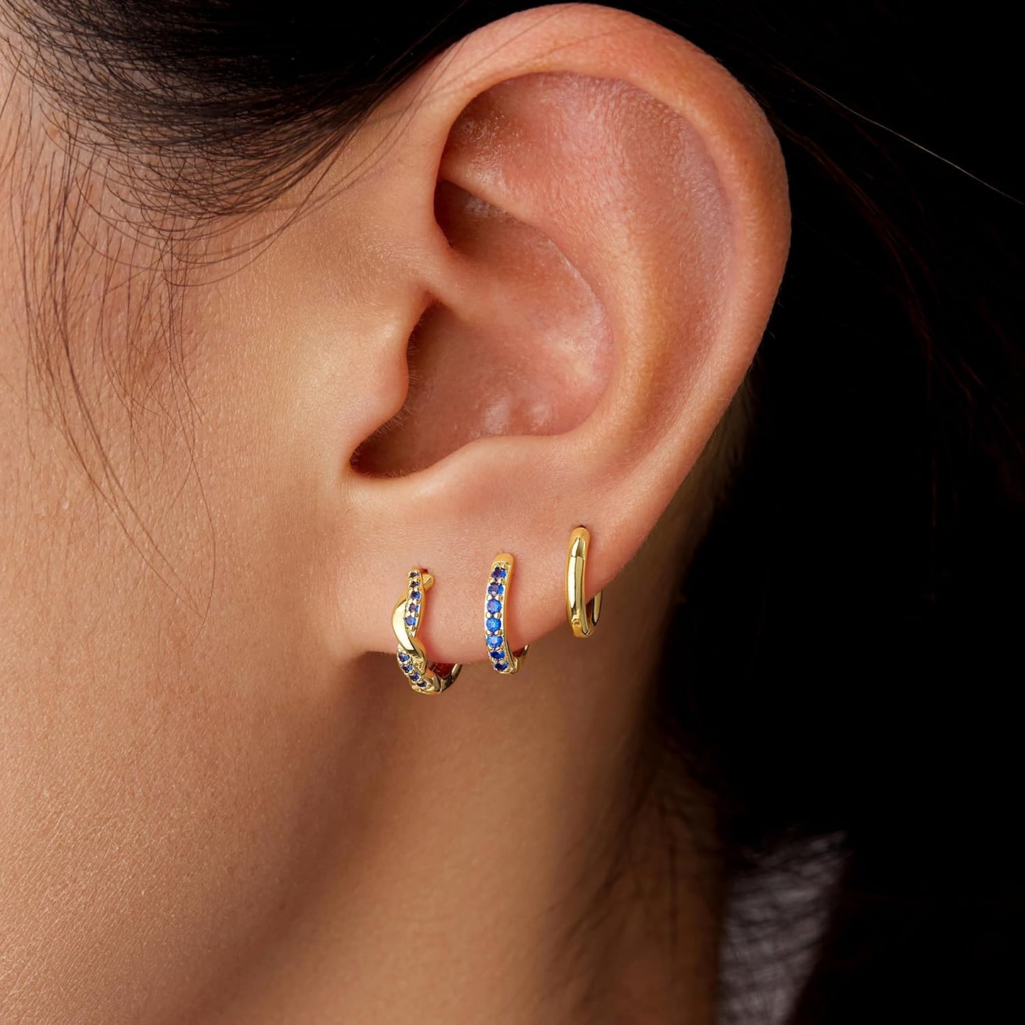 Inerney Gold Huggie Hoop Earrings Set for Women, Dainty Small Sterling Silver Earring Stacks Hypoallergenic Jewelry for Multiple Piercings