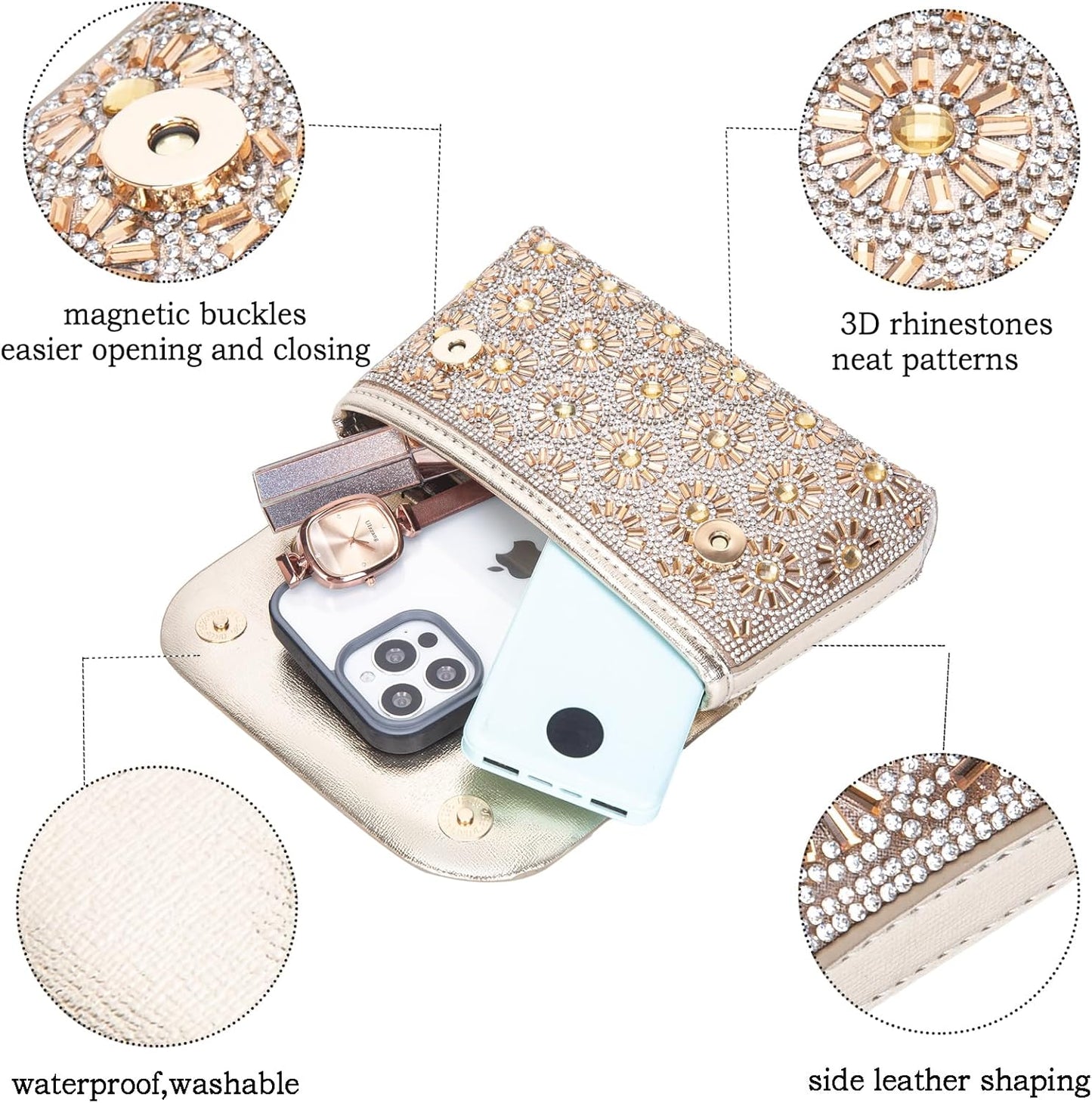 Shoulder Bags Crossbody Bag Purses Handbags Crystals Rhinestone Evening Bag for Women Clutch Purse