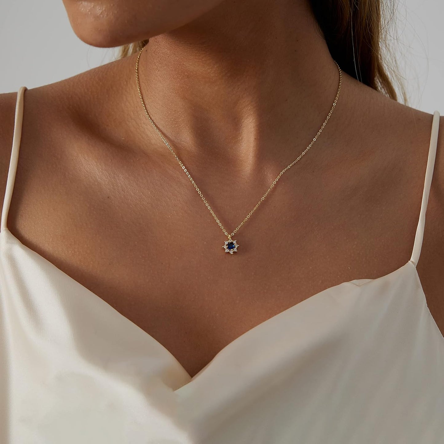 Dainty Gold Necklace: 14K Gold Plated Tiny Love/Heart/Star/CZ/Leaf Pendant for Women, Everyday Jewelry