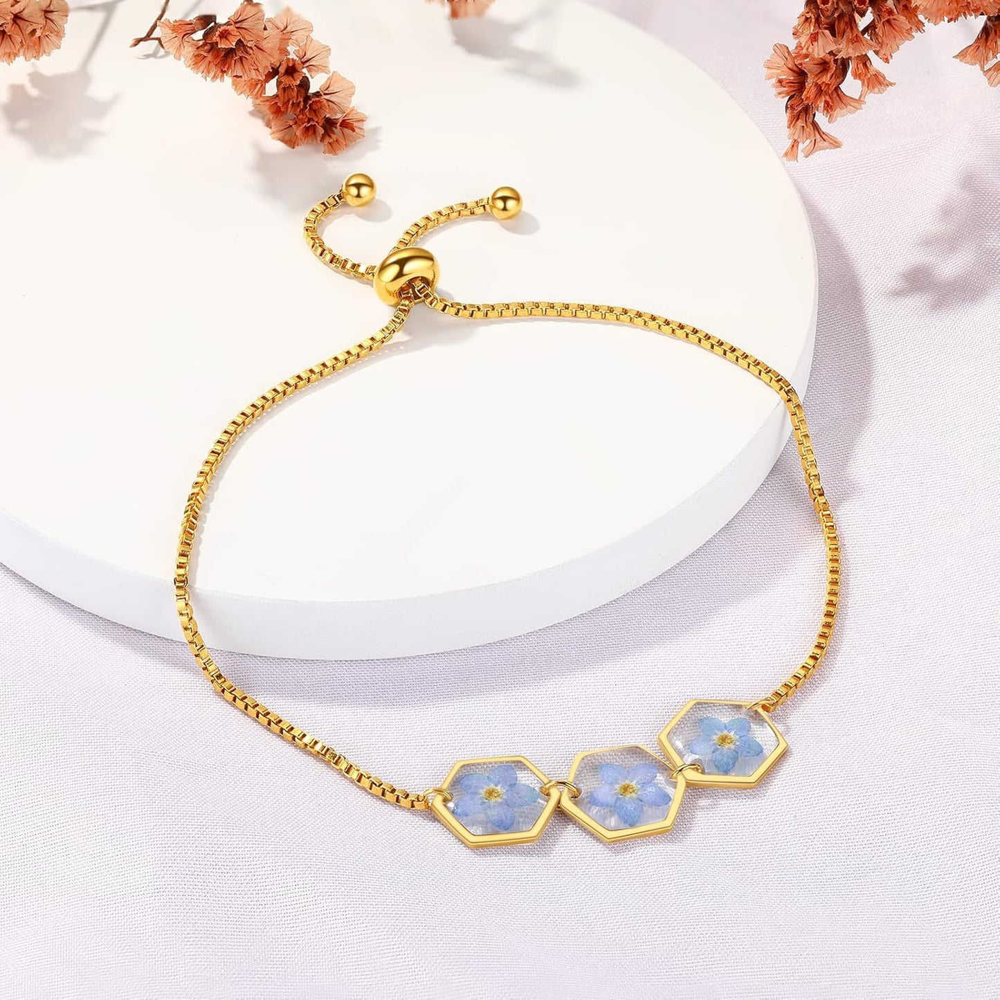 Pressed Wildflower Bracelet | Pressed Flower Bracelet | Gold/Silver Pressed Flower Jewelry | Personalized Handmade Jewelry