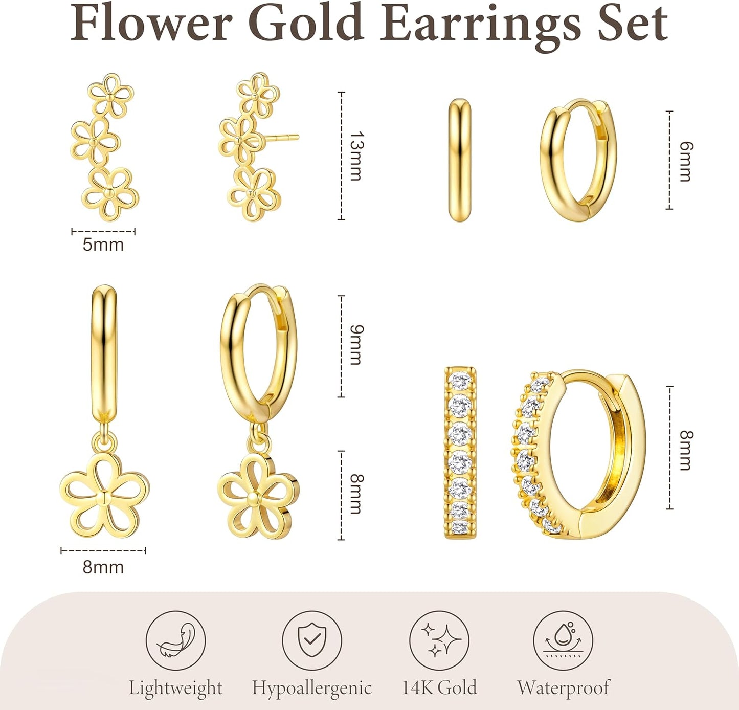 Small Gold Huggie Hoop Earrings Set for Women Men Hypoallergenic 14K Plated Stack Cartilage Earrings, Multiple Piercing