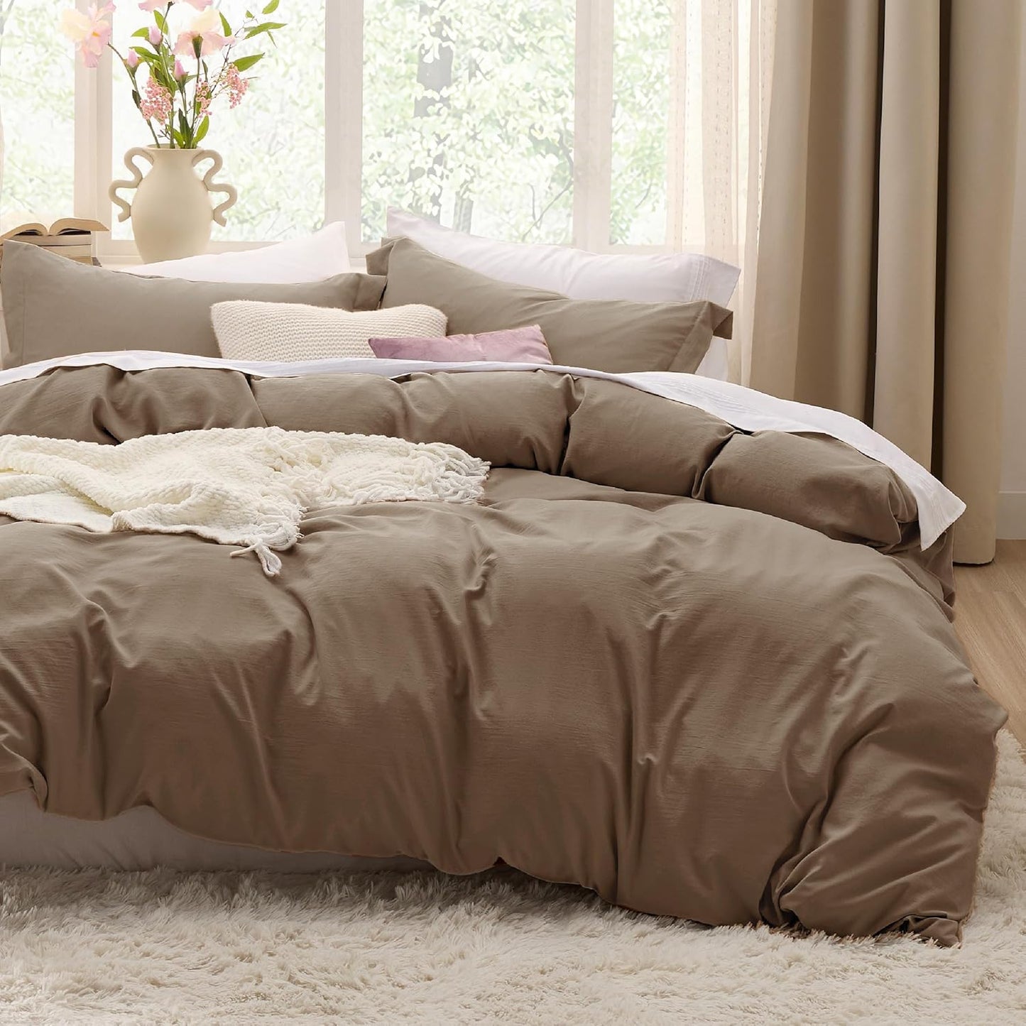 White Duvet Cover Queen Size - 3 count Prewashed Extra Soft Bedding Set