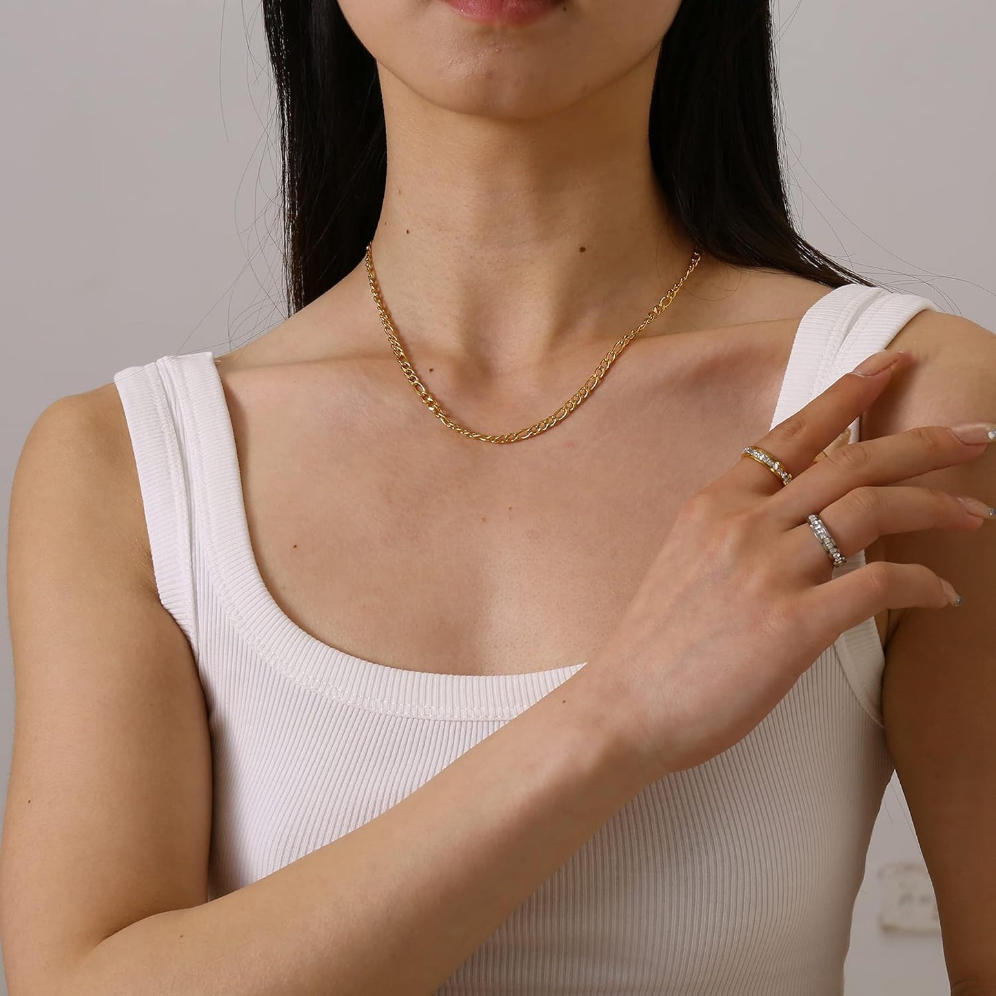 Dainty Gold Chain Necklace For Women - 18K Gold Plated Coin Disc Choker With Beaded & Paper Clip Layered Chain, Everyday Jewelry Gift