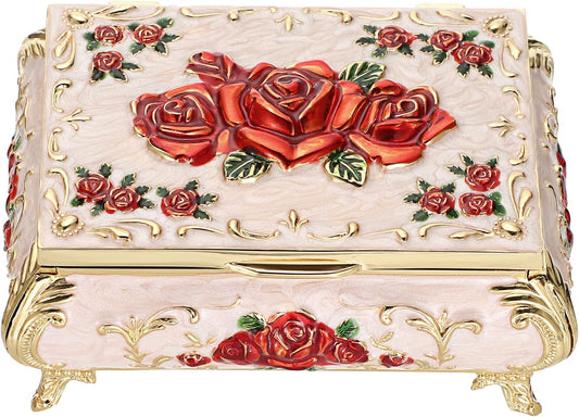 Vintage Metal Jewelry Box Small Treasure Trinket Organizer Earrings Necklace Bracelet Storage Box