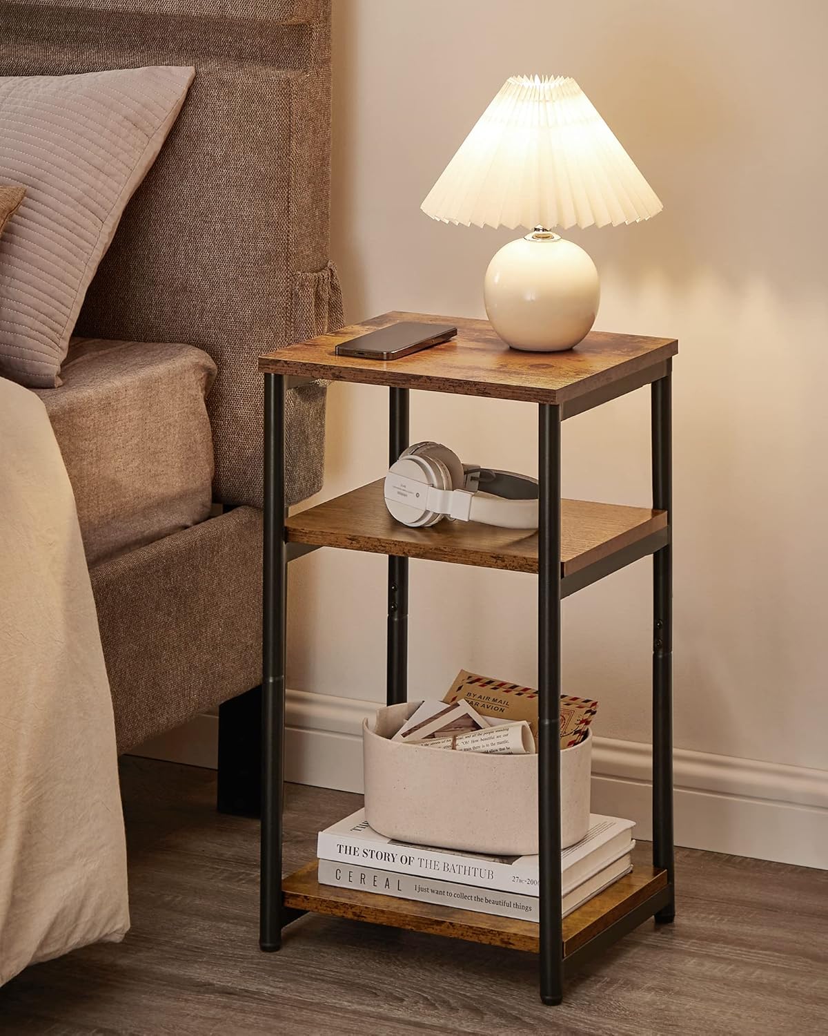 Side Table, Small End Table, Tall Nightstand for Living Room, Bedroom, Office, Bathroom