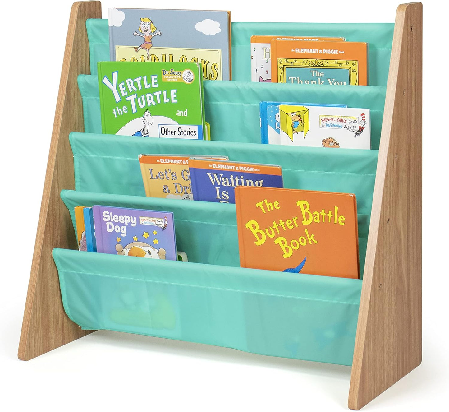 4-Tier  Bookshelf,  Wood/White - Premium Book Shelf   Rooms with Four Deep Pockets