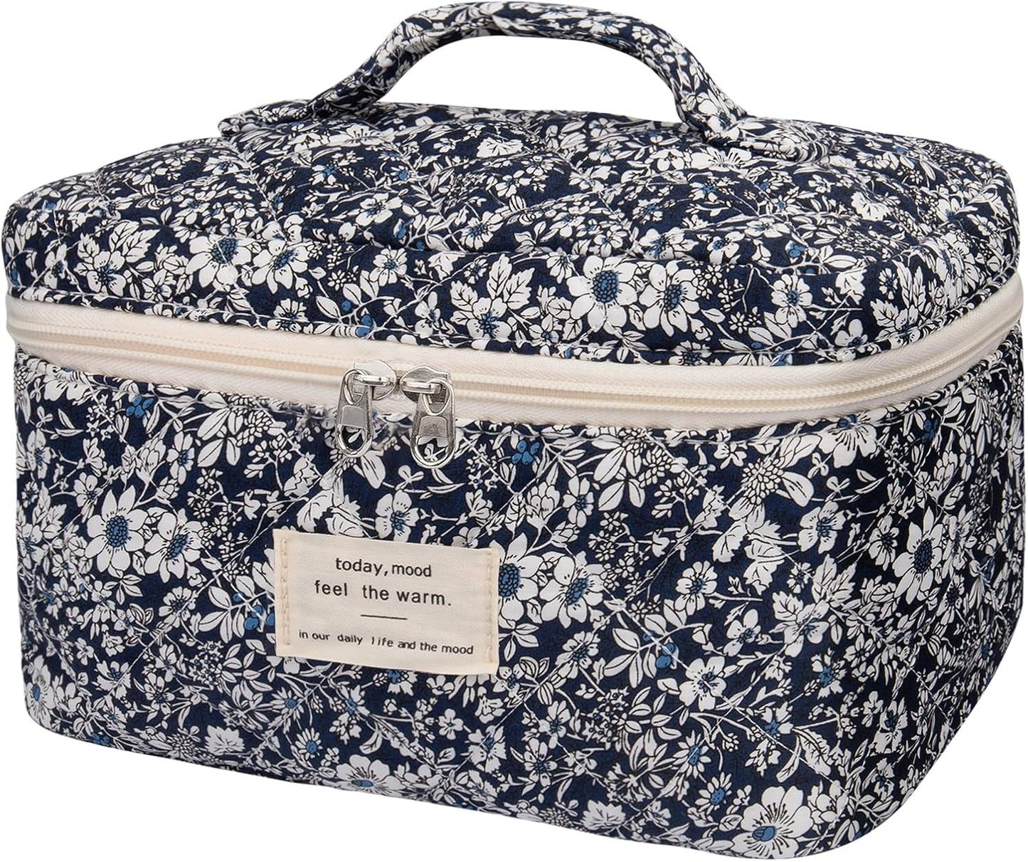 Large Makeup Bag, Cute Cosmetic Bag for Women Girls, Floral Coquette Aesthetic Toiletry Bag, Travel Make Up Organizer Bag (BDLH)