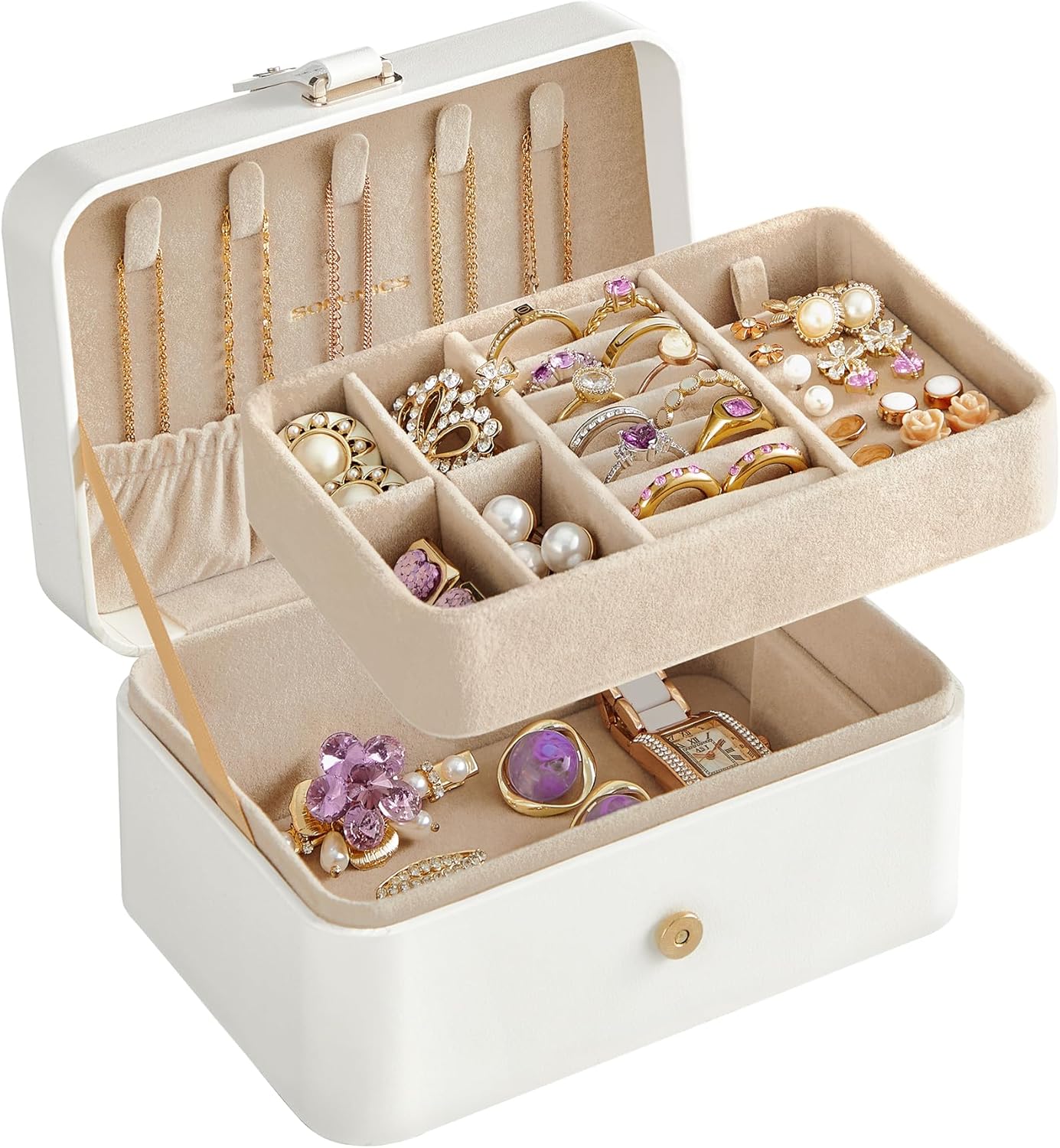 Travel Jewelry Case, 2-Layer Jewelry Holder Organizer, Portable Versatile Earring Storage